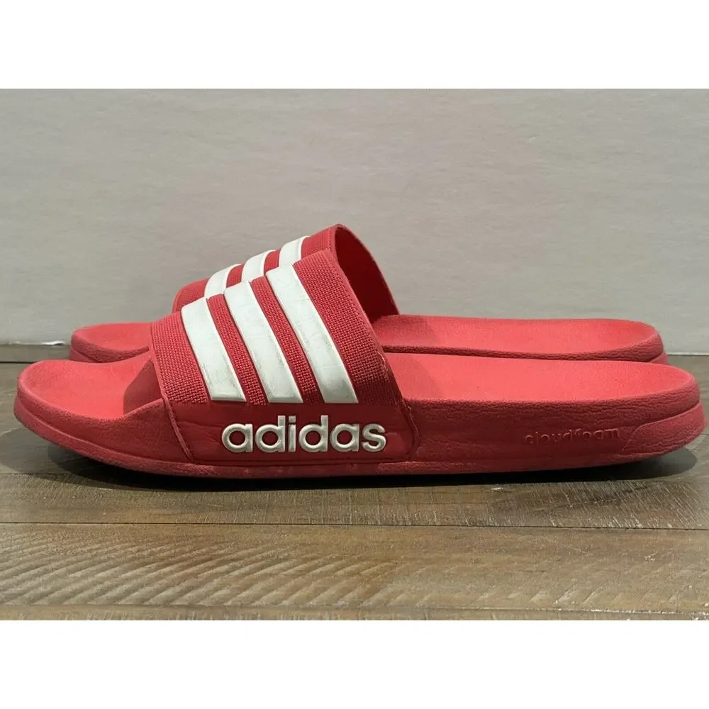 Adidas Adilette Shower Slides Red / White FY7815 US Men Size 13 - EUC!